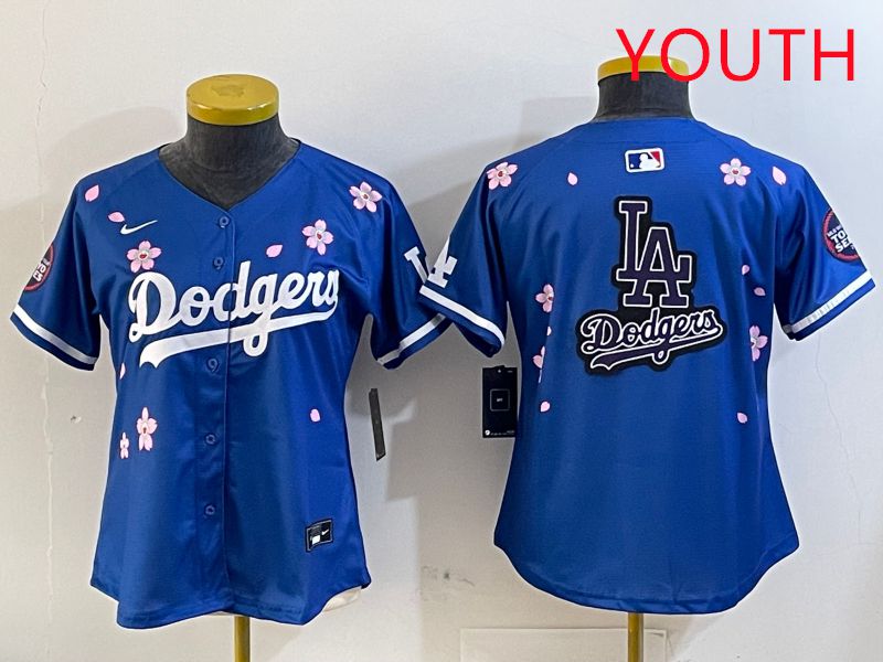 Youth Los Angeles Dodgers Blank Blue Sakura Edition 2025 Nike MLB Jersey style 19